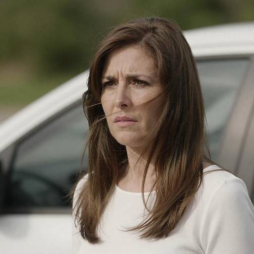 Windblown Portrait of Concerned Woman