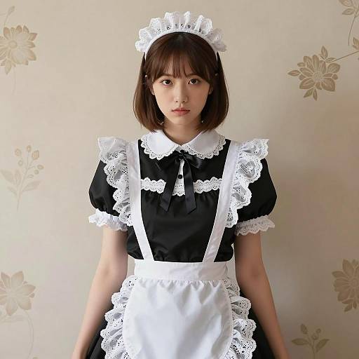 Young Woman in Traditional French Maid Costume