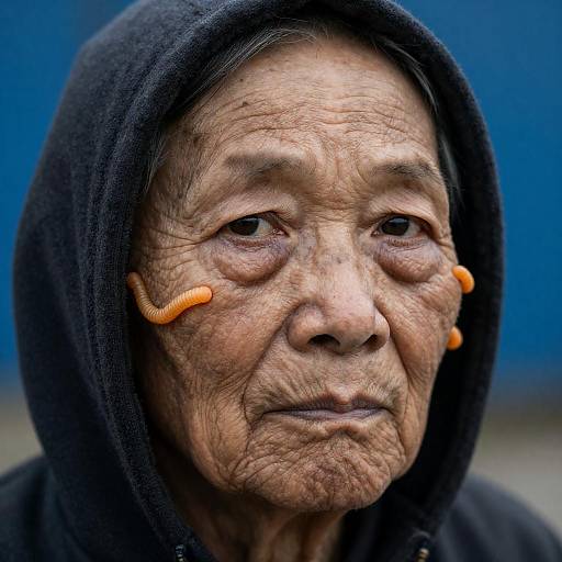 Elderly Portrait with Worms and Blues