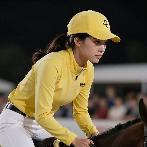 Nighttime Equestrian Portrait in Yellow