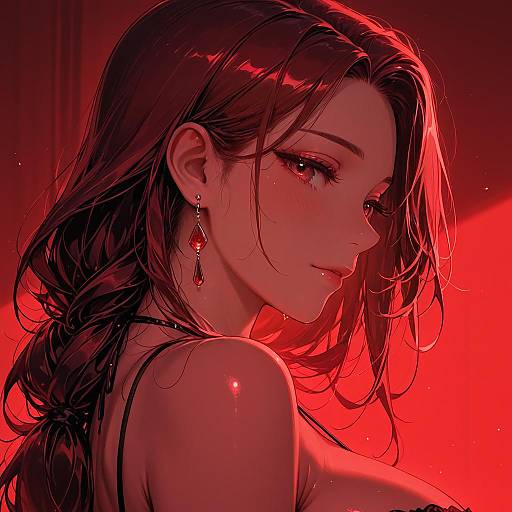 Red Themed Portrait of a Bad Girl