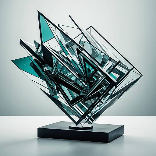 Translucent Glass Cubist Sculpture in 8K