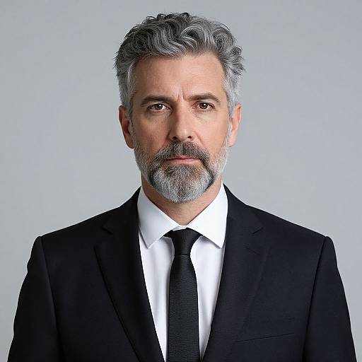 Grey-Haired Man in Black Suit