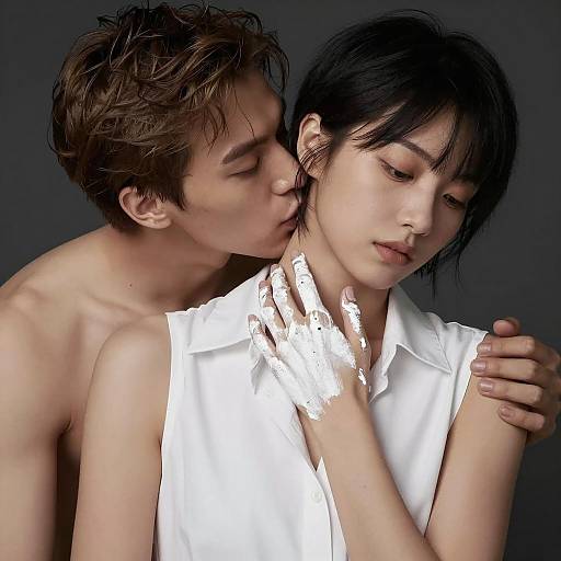 Intimate Close-up of Affectionate Couple