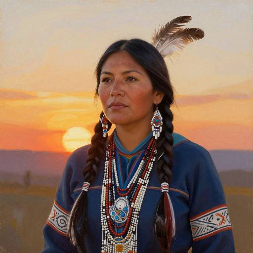 Vibrant Portrait of Native American Woman