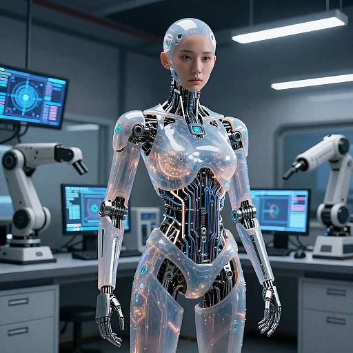 Cosplay AI Character in High-Tech Lab