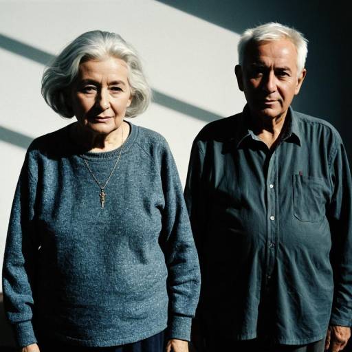Elderly Couple Standing in Shadowed Light