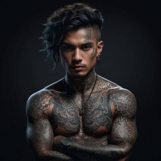 Dramatic Portrait with Detailed Tattoos