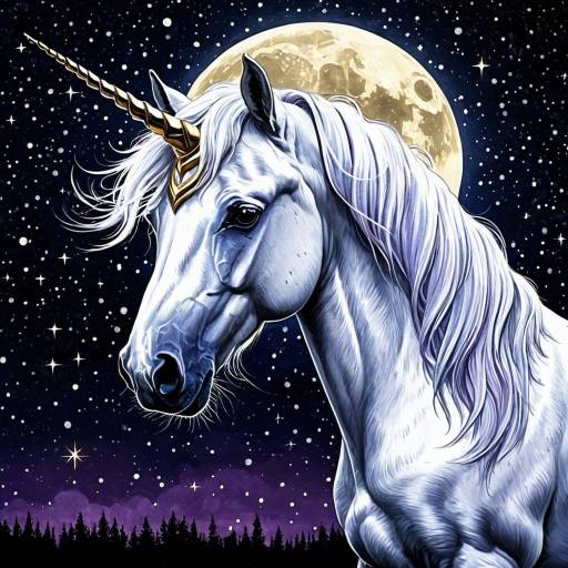 Mystical Unicorn Under Full Moon