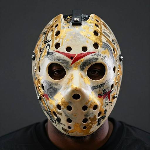 Kanye West Gold Hockey Mask Portrait