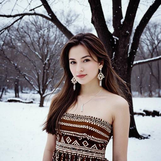 Elegant Winter Ethnic Dress in Snow