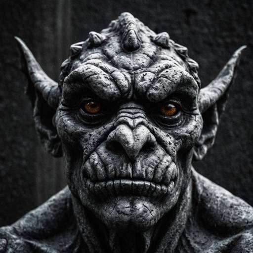 Hyperrealistic Gargoyle Face Close-Up