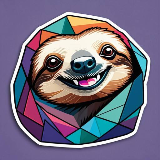 Cubist Sticker Art of Smiling Sloth