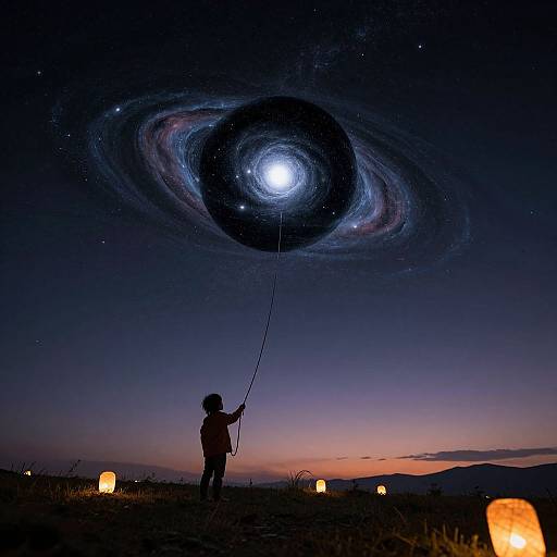 Child with Glowing Black Hole Leash