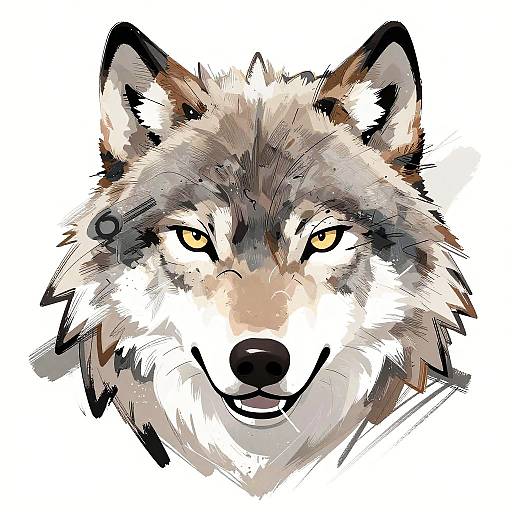 Abstract Cartoonish Wolf Portrait