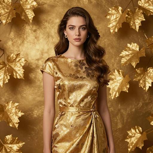 Elegant Gold-Themed Portrait of Woman