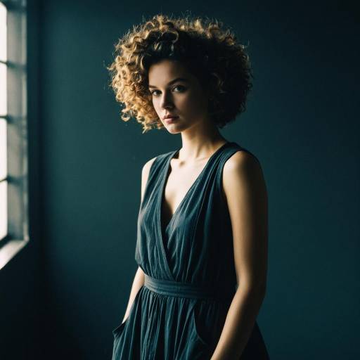 Curly Haired Woman in Casual Gown Curly Haired Woman in Casual Gown