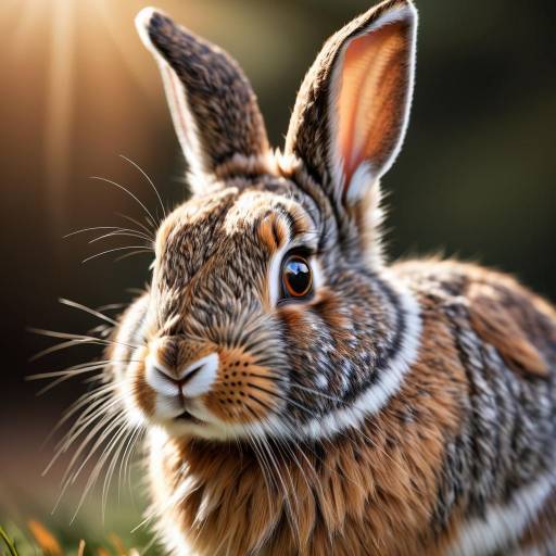 Close-up of Wild Rabbit with Sunlight