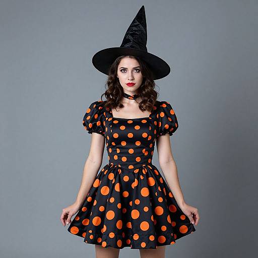Witch in Black and Orange Dress