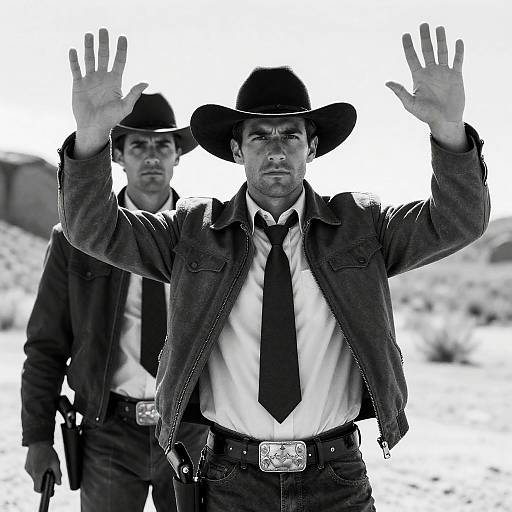 Dramatic Black-and-White Western Portrait