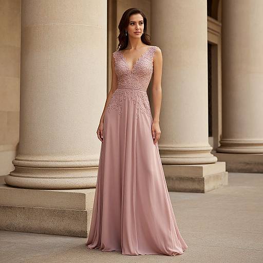 Elegant Woman in Dusty Rose Gown