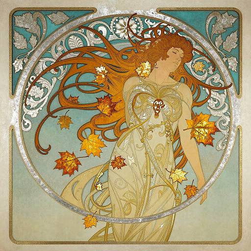 Kinetic Art Nouveau Autumn Leaves
