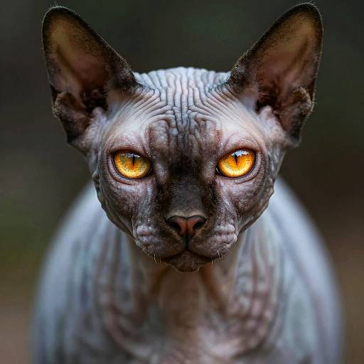 Buff Sphynx Cat Close-Up Portrait