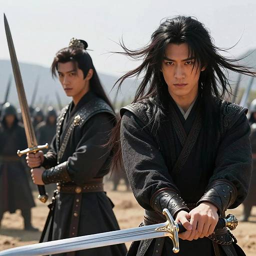 Heroic Male Warriors in Epic Battle