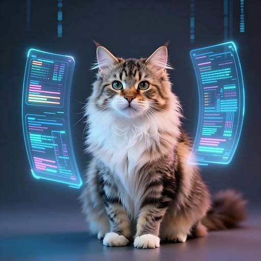 Futuristic Tabby Cat AI Visualization