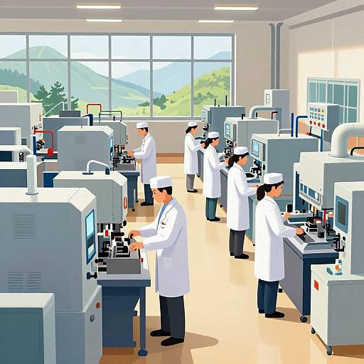 Modern Chinese Factory Workforce Scene