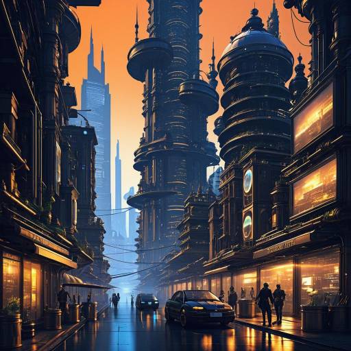 Explore the Cyber-Steampunk Cityscape