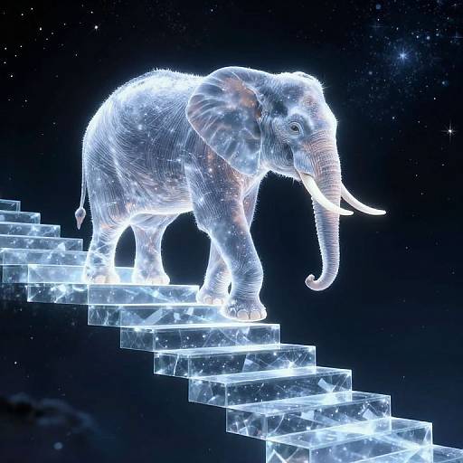 Starlight Elephant Ascends Cosmic Staircase