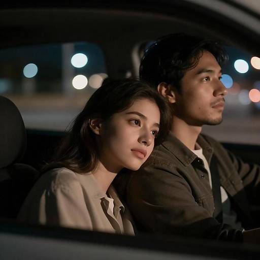 Night Drive: Quiet Moment in Car