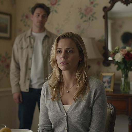 Serious Moment in a Dimly Lit Room