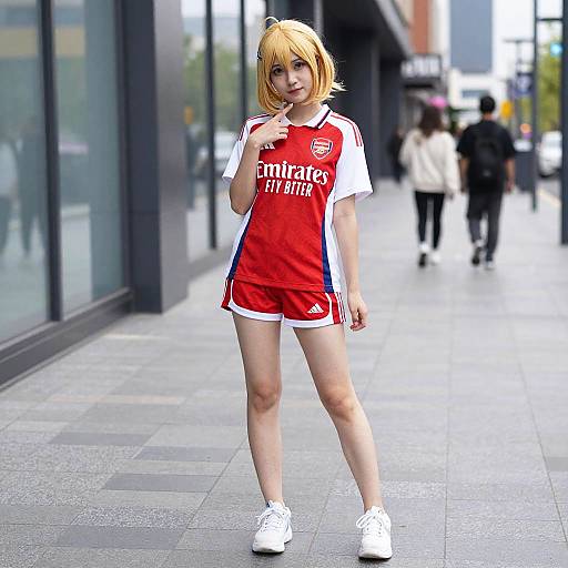 Arsenal Fan Cosplay on Sidewalk