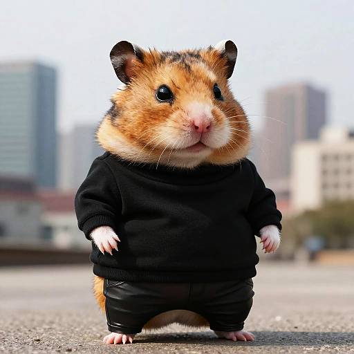 Irritable Hamster Caricature in Urban Style