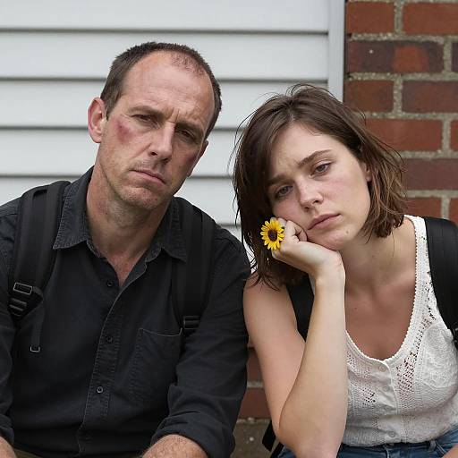 Tired Man and Woman Sitting Outdoors