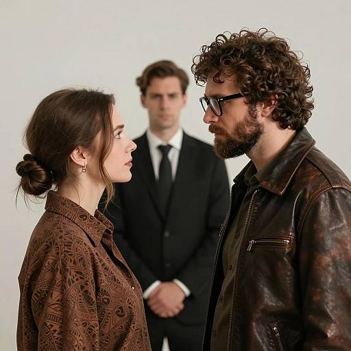 Intense Portrait of Stylish Couple Interaction