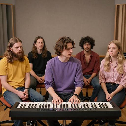 Musicians Recording in a Studio Setting