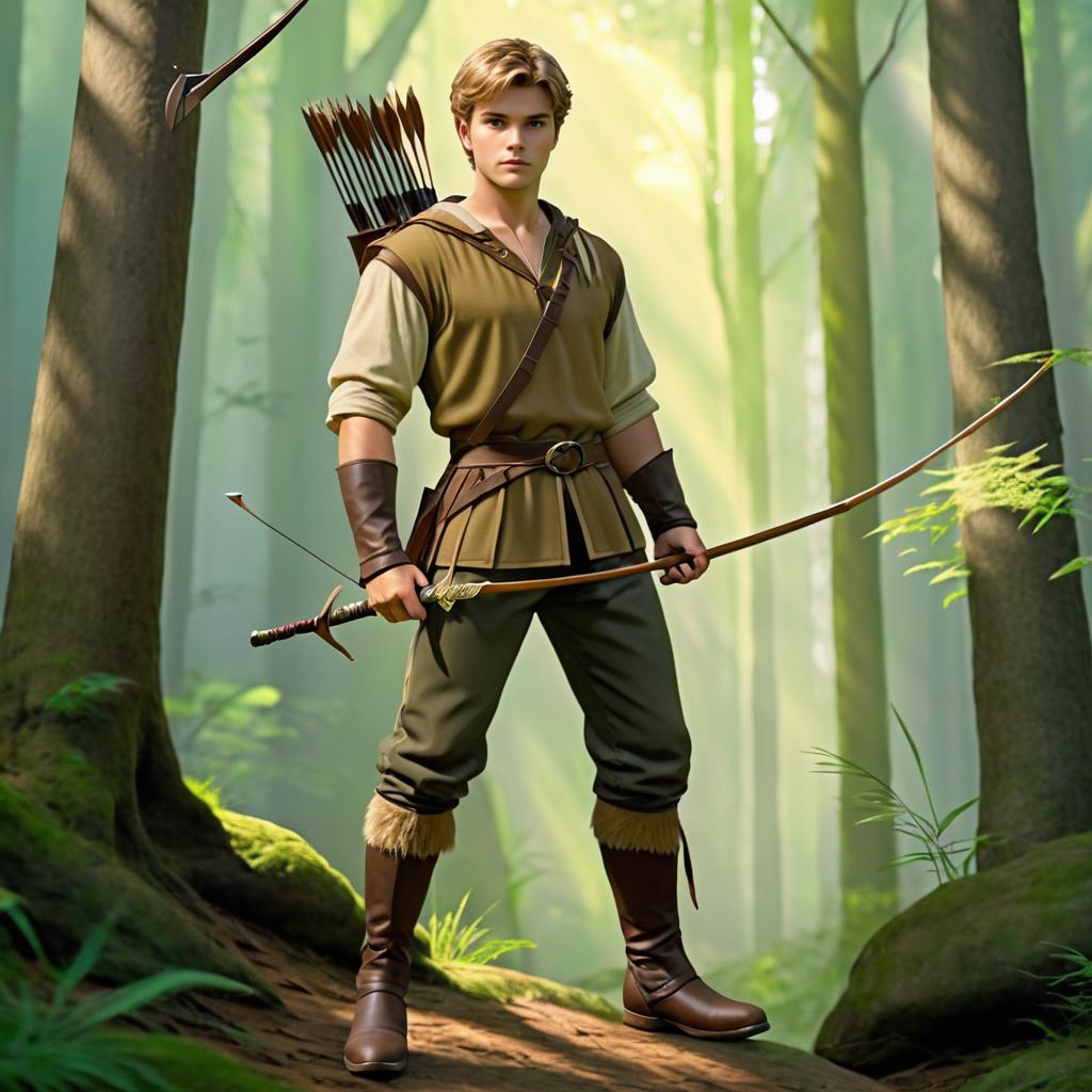 Realistic Archer in Dense Forest Setting