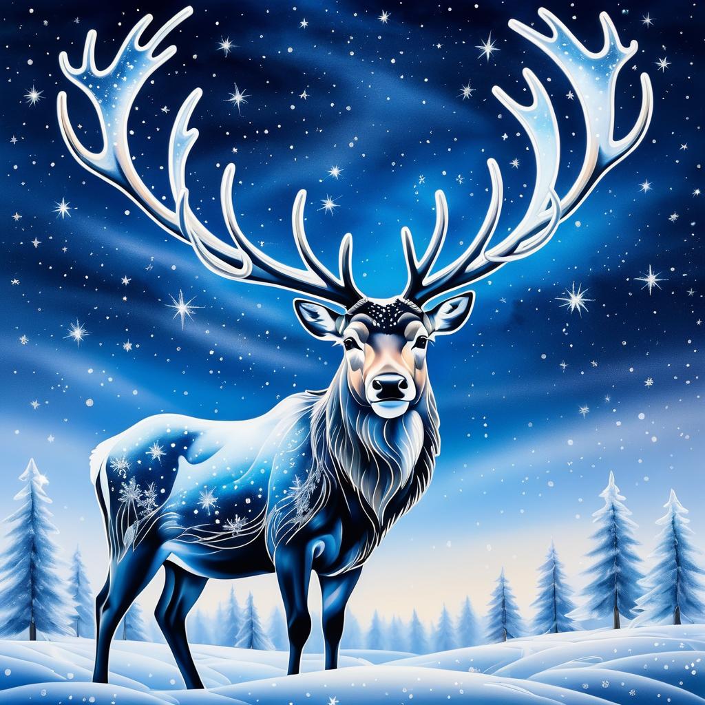 Photorealistic Frosty Reindeer Art