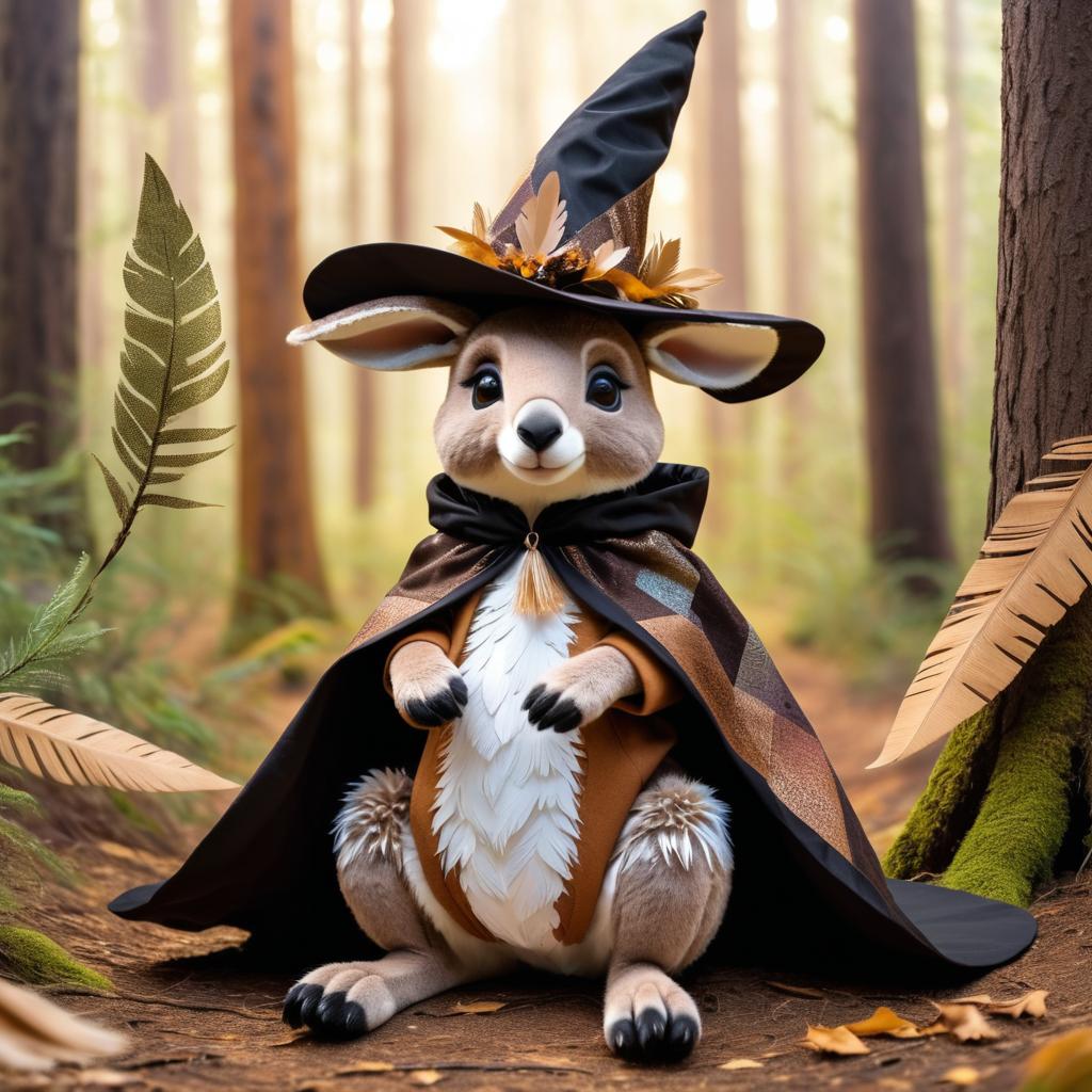 Charming Humanoid Kangaroo in Enchanted Forest