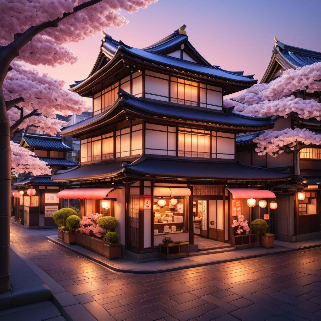 Twilight Tea House in Bustling Tokyo