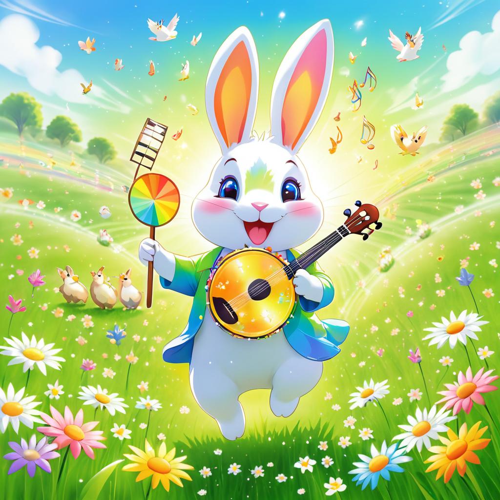 Joyful Bunny in a Colorful Meadow