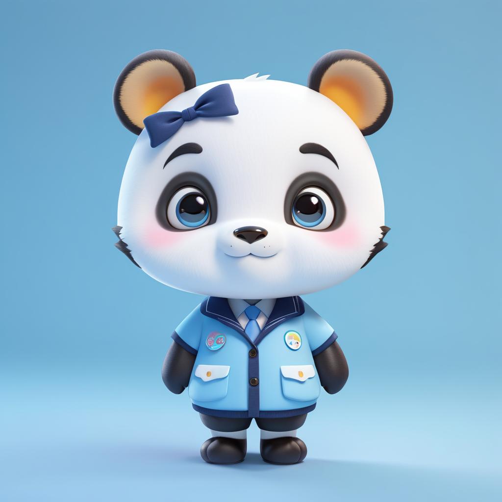 Charming Cartoon Panda in School Uniform