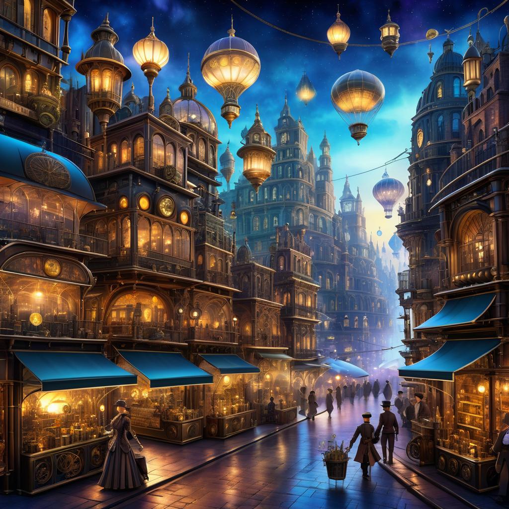 Dreamy Steampunk City at Twilight