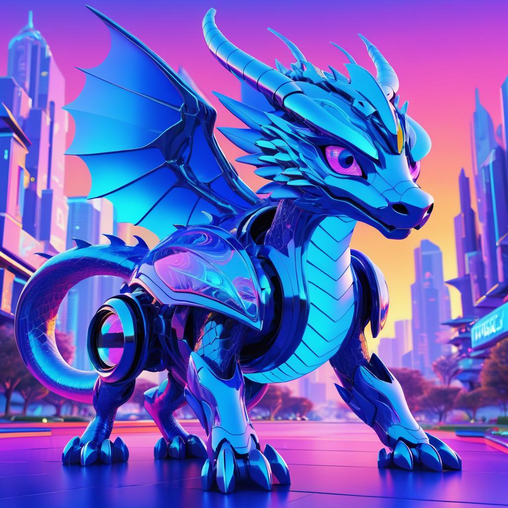 Whimsical Dragon in Futuristic Armor