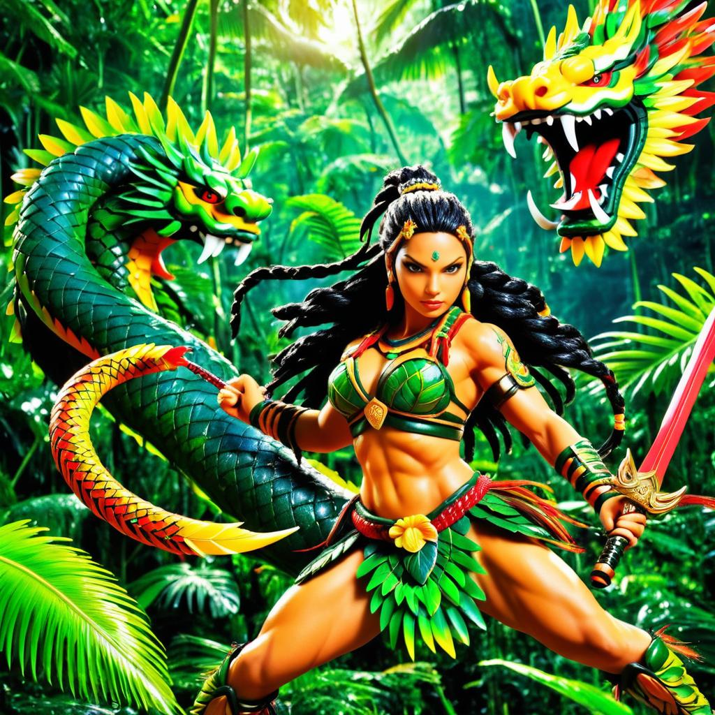 Epic Amazon Warrior vs. Monstrous Serpent