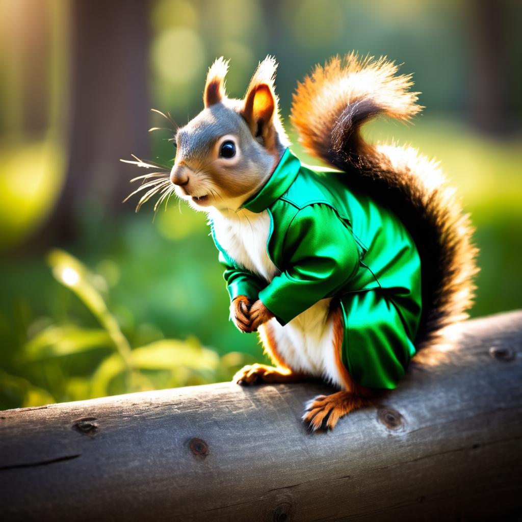 Whimsical Squirrel as Peter Pan Pose