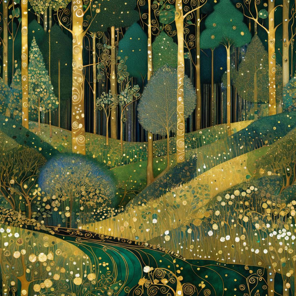 Enchanted Forest Inspired by Gustav Klimt